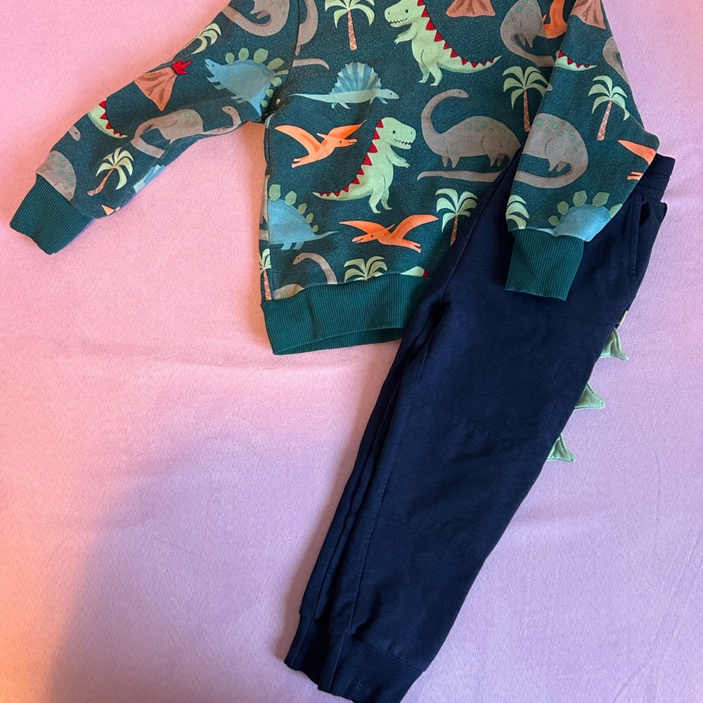 Dinosaur Print Kids Play Set - Green and Navy